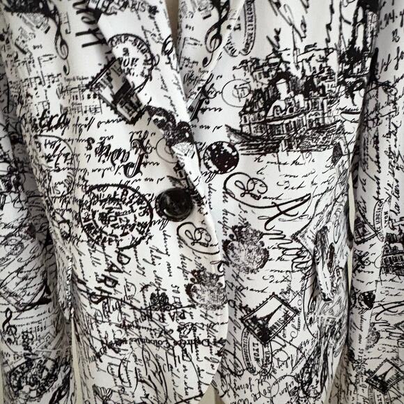 Joseph Ribkoff Statement City Print Blazer Jacket Black White Women’s Size 12 - Picture 6 of 9